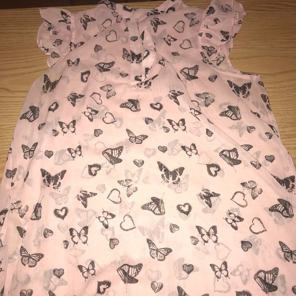 Pink and black butterfly tank top